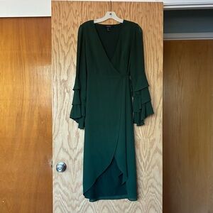 Forever 21 Forest Green Long Sleeve Wrap Dress